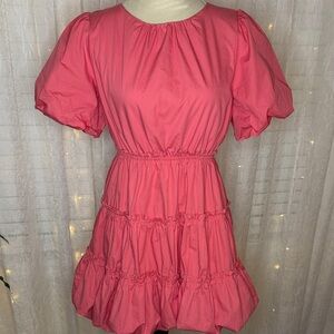 Mittoshop Coral Puff Sleeve Mini Dress